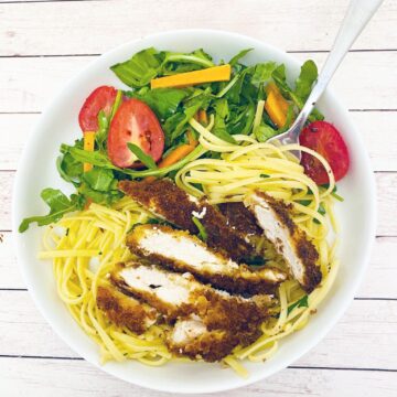 crispy chicken cutlets pasta arugula