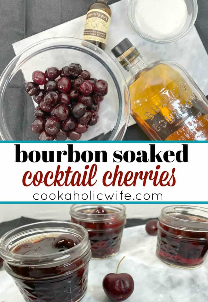 cocktail cherries soaked in a bourbon vanilla sugar mixture