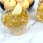 caramel apple whiskey sour cocktail in glass