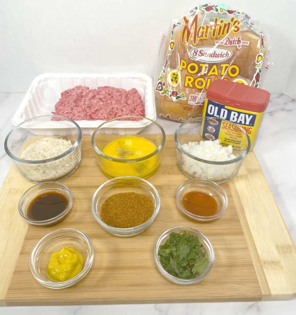 ingredients to make an old bay burger