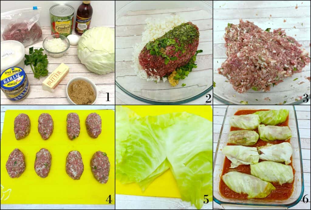 step by step ingredients and directions for how to make stuffed cabbage rolls