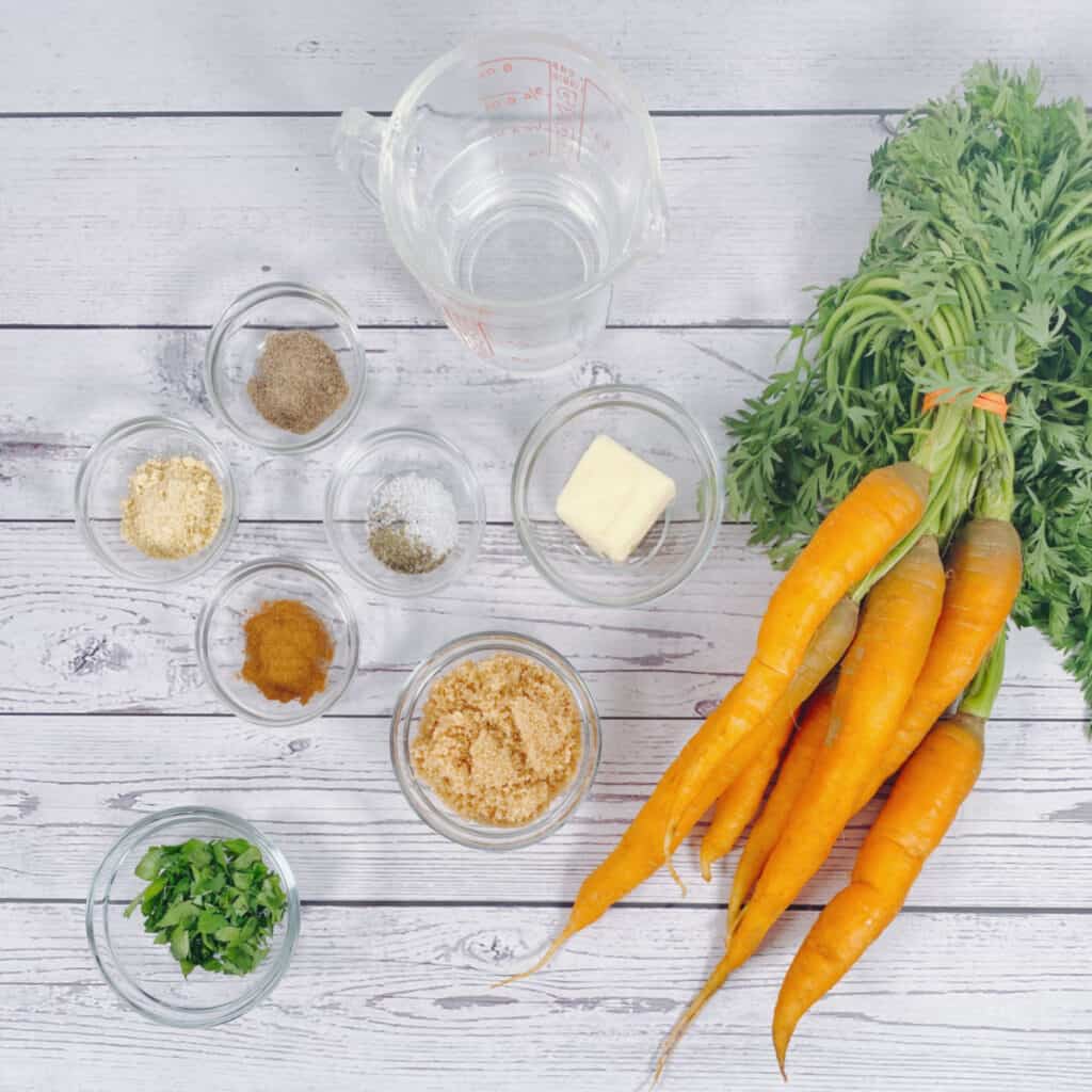 ingredients for cardamom brown sugar carrots