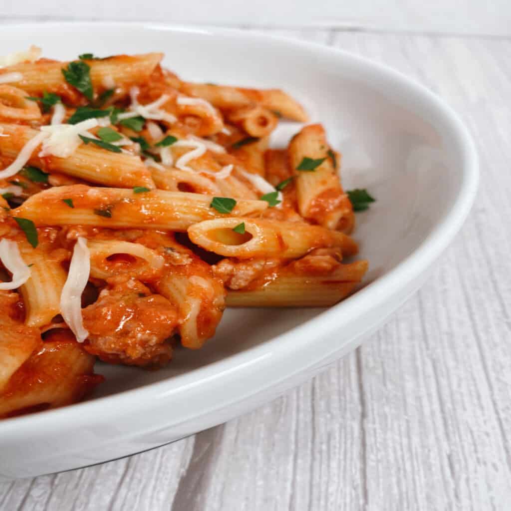 bowl of penne with vodka sauce