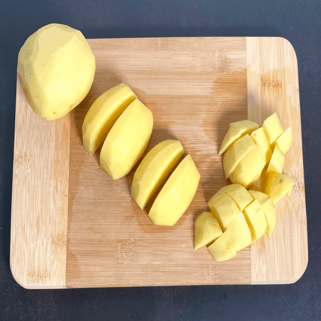 image showing how to cut up a potato