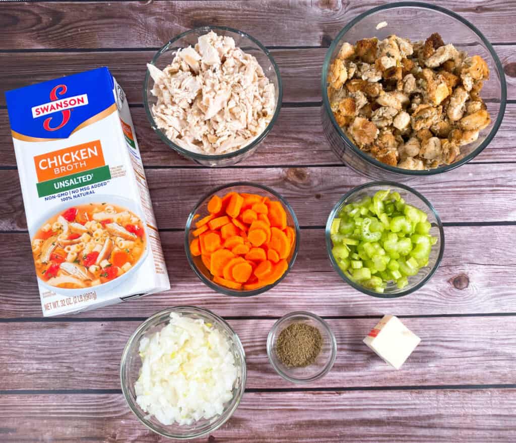 Ingredients for leftover turkey dumpling soup