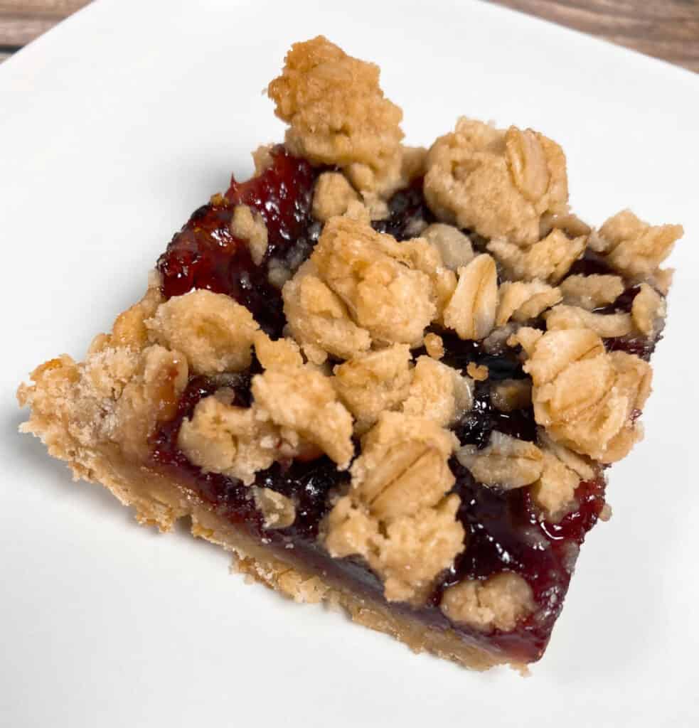 top view image of a blackberry oat crumble bar