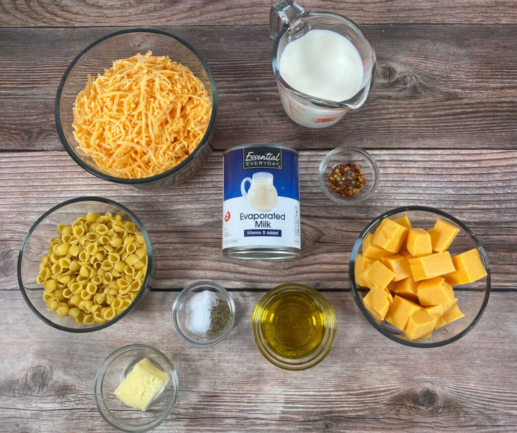 ingredients for this recipe sit on a wooden background