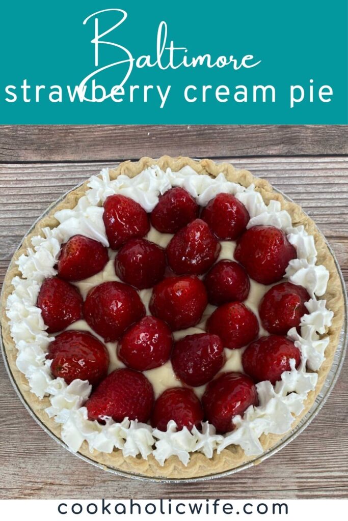 close up image of decorated pie sits on a wooden background 