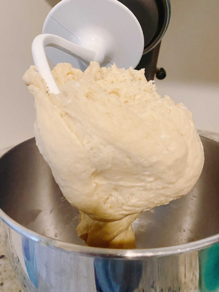 process shot - dough formed in the stand mixer, 