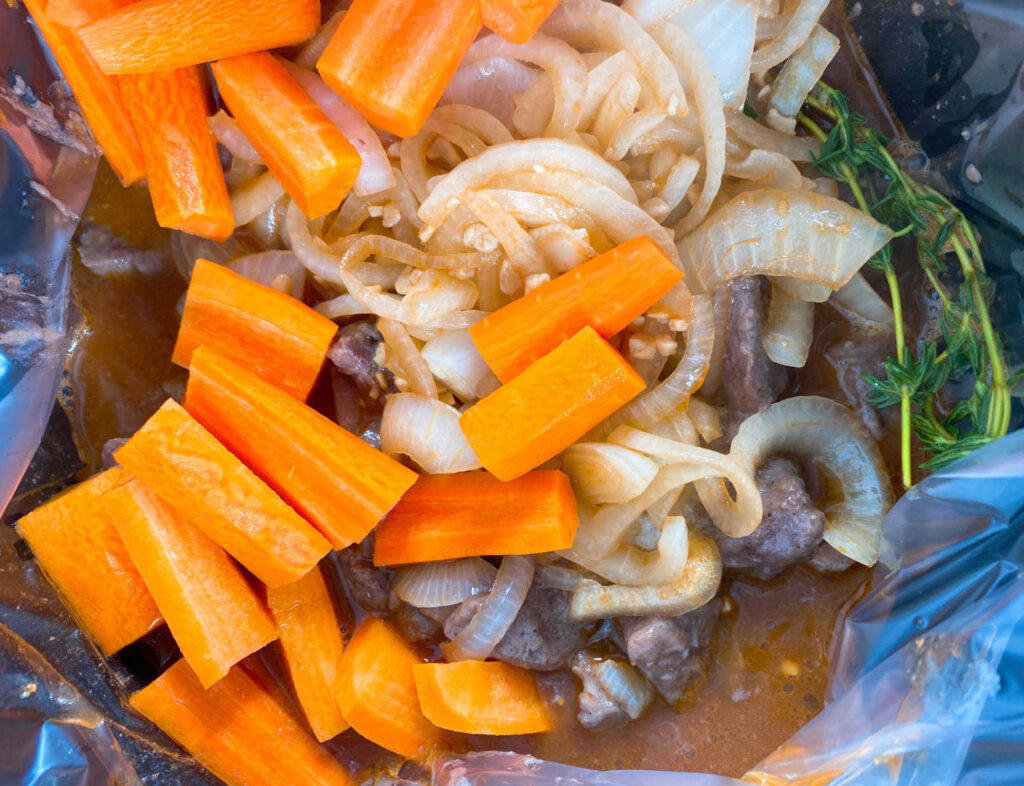 Process shot - all ingredients added into a slow cooker. 