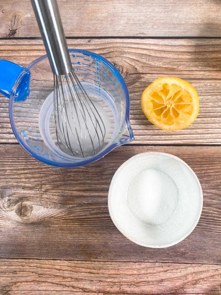 process shot - whisking sugar into water. 