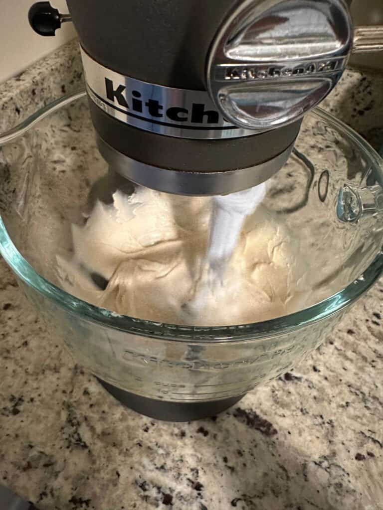 Process shot - cream cheese filling mixed together in a stand mixer. 