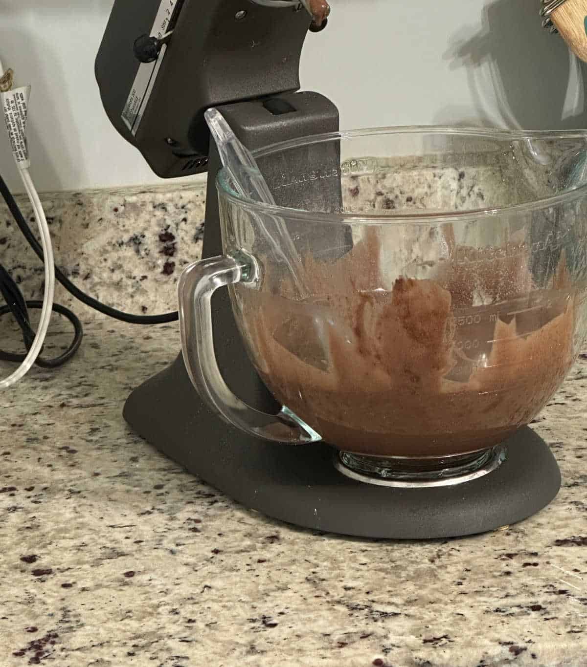 Process shot - cupcake batter in a stand mixer. 