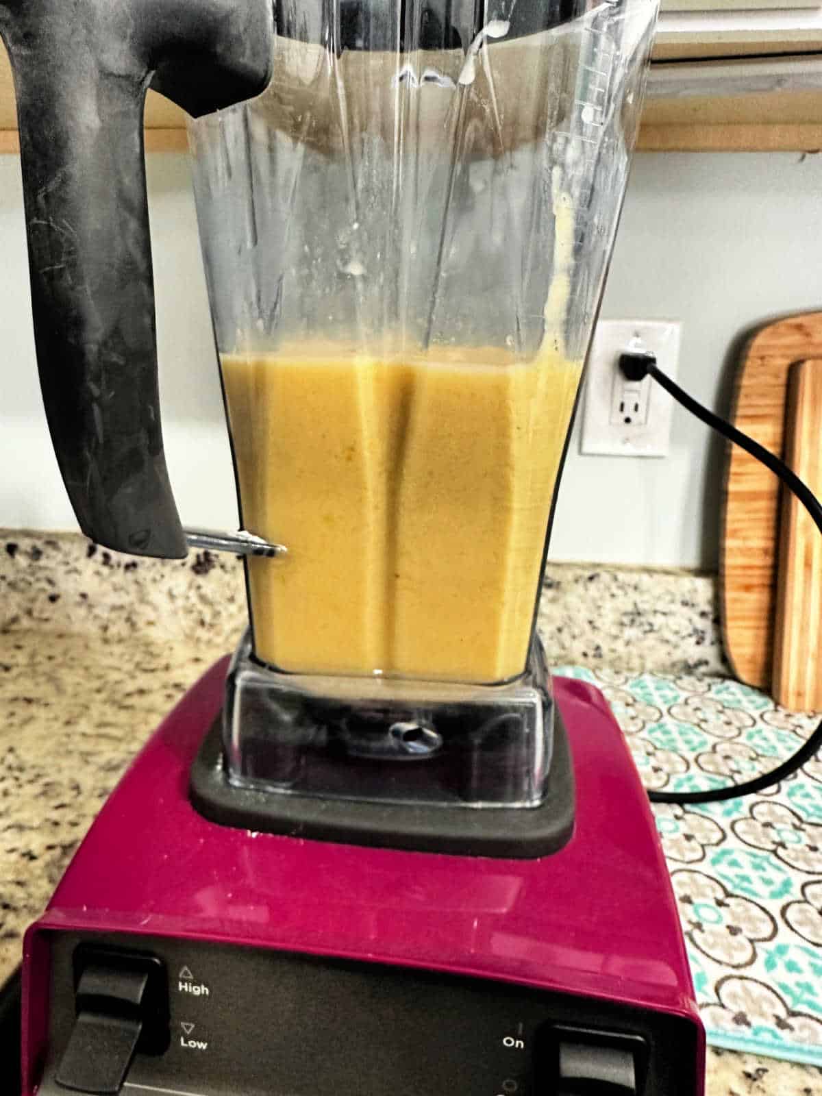 Blended smoothie still in blender container. 